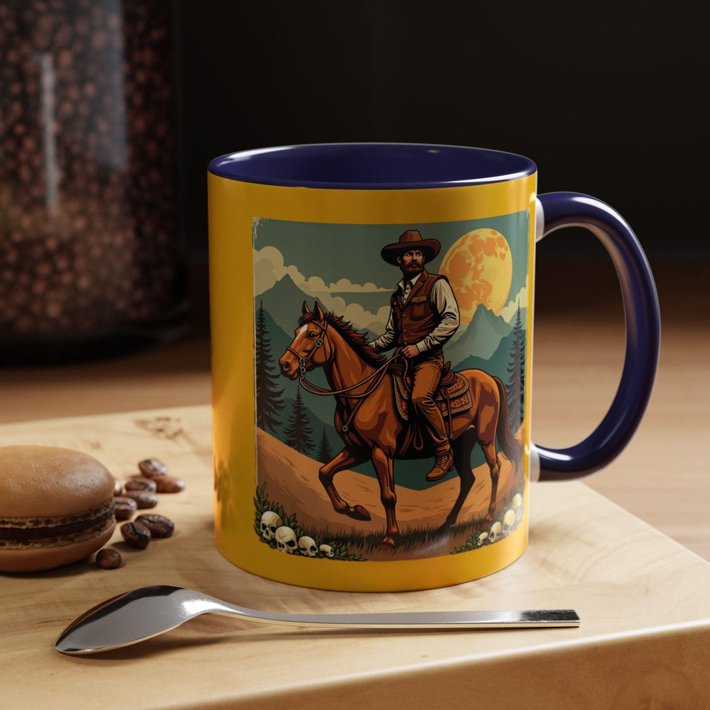 Cowboy Horse Mug, Western Art Coffee Mug, Novelty Drinkware, Gift for Him, Illustrated Wild West Mug, Rancher Mug, Horse Lover Mug, Art Mug