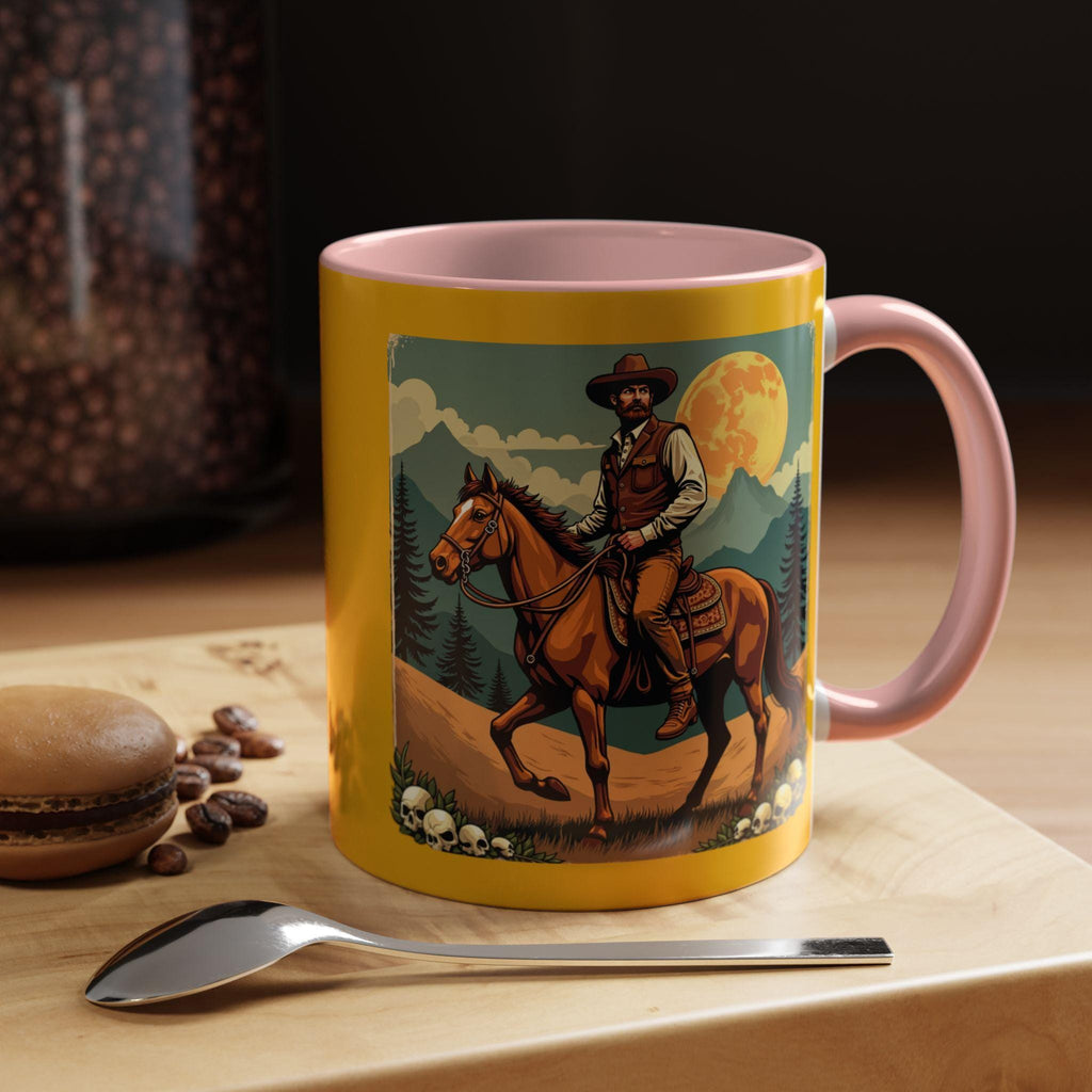 Cowboy Horse Mug, Western Art Coffee Mug, Novelty Drinkware, Gift for Him, Illustrated Wild West Mug, Rancher Mug, Horse Lover Mug, Art Mug