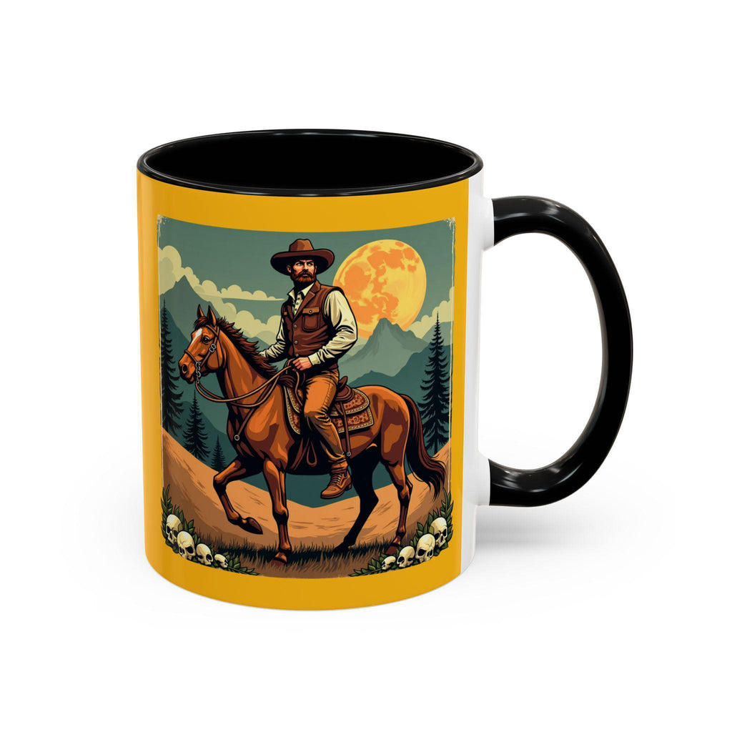 Cowboy Horse Mug, Western Art Coffee Mug, Novelty Drinkware, Gift for Him, Illustrated Wild West Mug, Rancher Mug, Horse Lover Mug, Art Mug