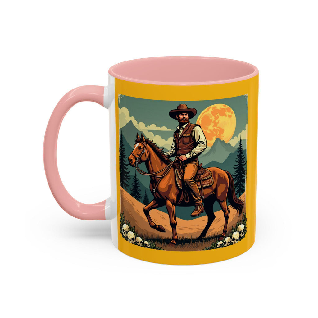 Cowboy Horse Mug, Western Art Coffee Mug, Novelty Drinkware, Gift for Him, Illustrated Wild West Mug, Rancher Mug, Horse Lover Mug, Art Mug