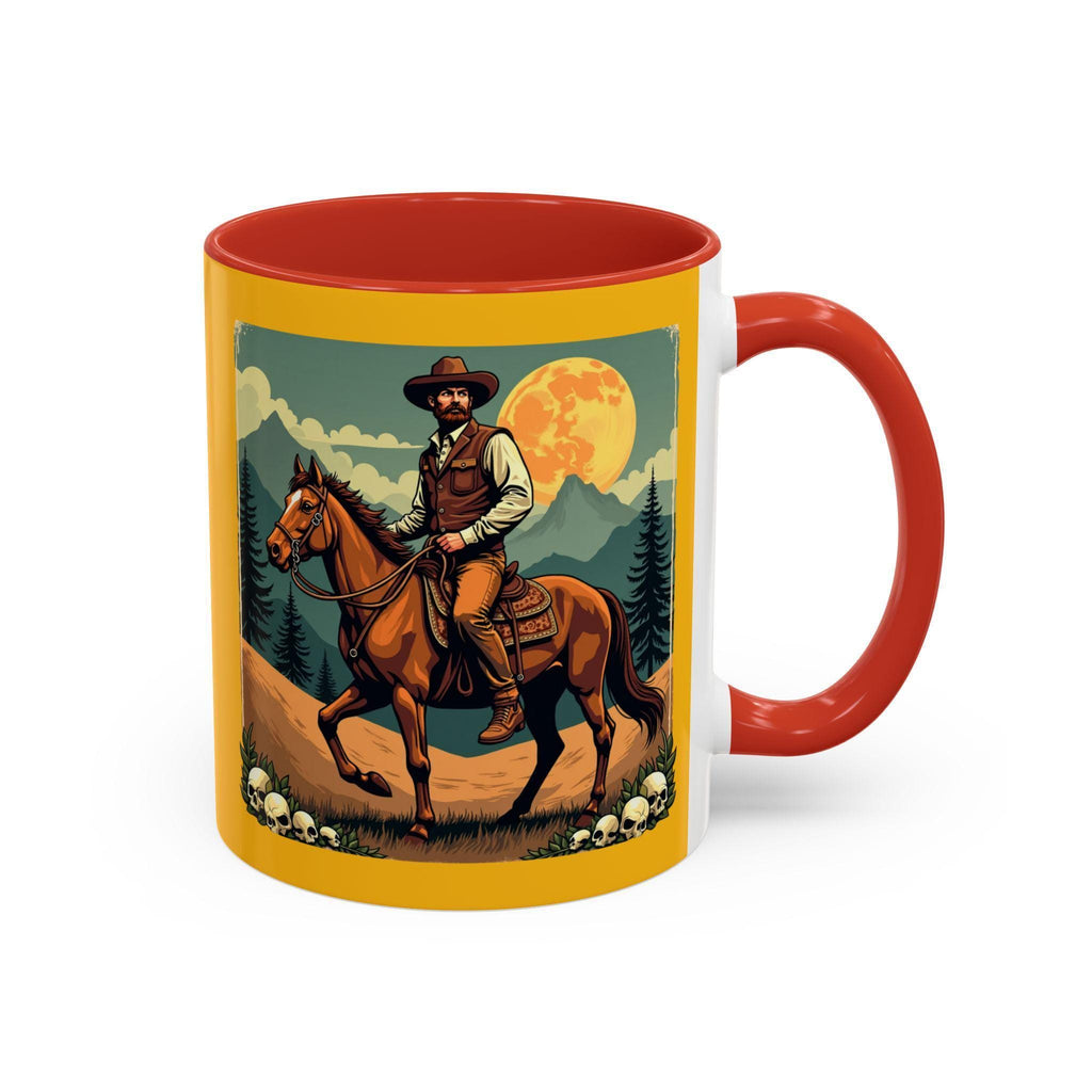 Cowboy Horse Mug, Western Art Coffee Mug, Novelty Drinkware, Gift for Him, Illustrated Wild West Mug, Rancher Mug, Horse Lover Mug, Art Mug