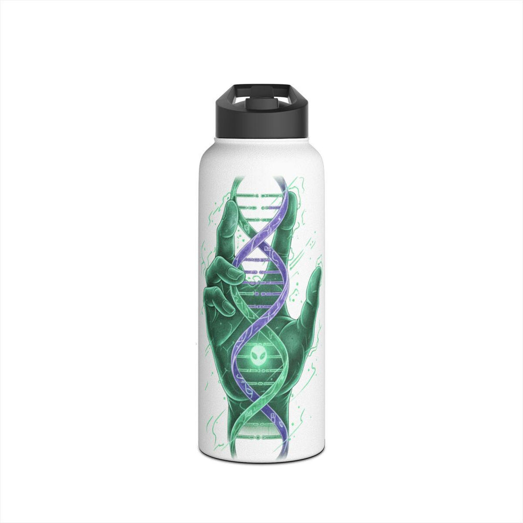 Vibrant Hand and DNA Art Water Bottle, Science Lover Gift, Unique Nature Design, Eco-Friendly Drinkware, Colorful Flask for Hydration