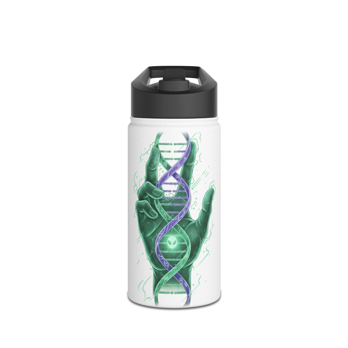 Unique DNA Hand Design Water Bottle, Cool Science Themed Water Bottle, Reusable Insulated Bottle, Stay Hydrated in Style