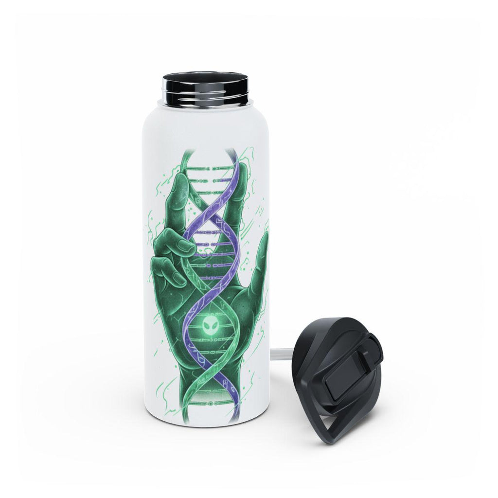 Water Bottle with DNA Helix Art, Science Geek Gift, Unique Water Bottle, Laboratory Style, Insulated Bottle, Personalized Gift Idea