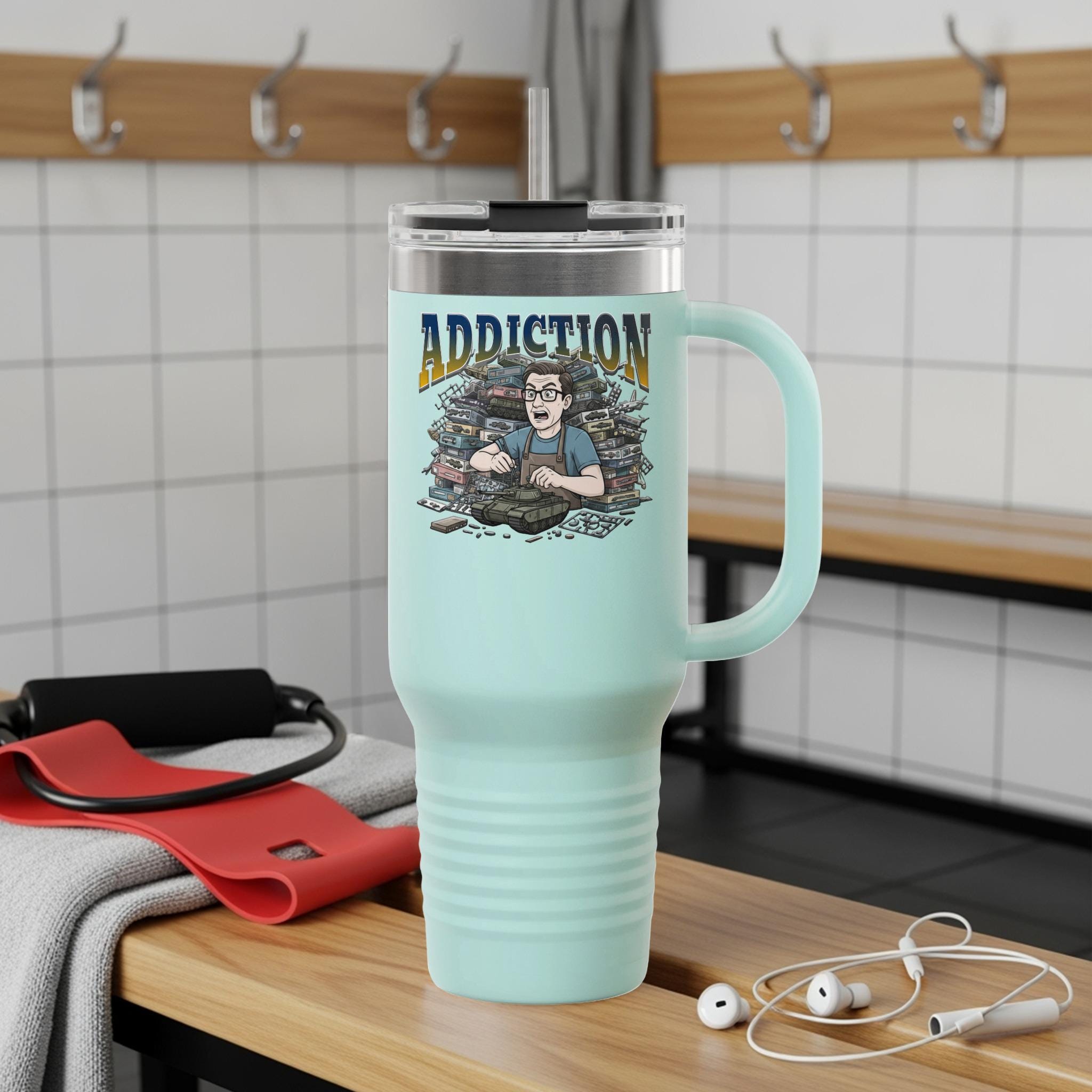 Fitness Gym Tumbler, Funny Workout Motivation, Unique Fitness Gift, Large Travel Mug, Exercise Enthusiast, Addicted to Gym, Fitness Lover