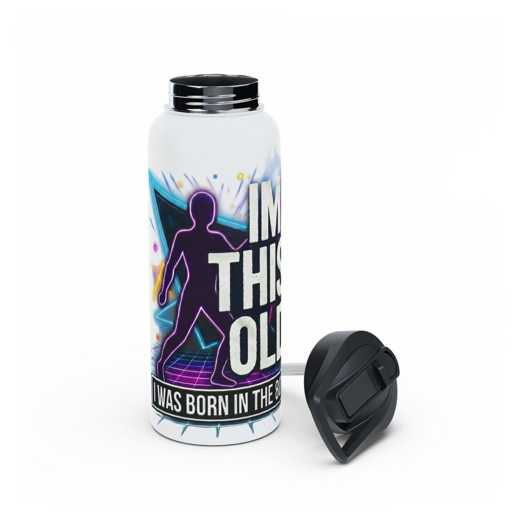 Retro 80s Dance Water Bottle, I'm This Old Bottle, 90s Born Nostalgia, 80s Fitness Accessory, Colorful Neon Dance Design
