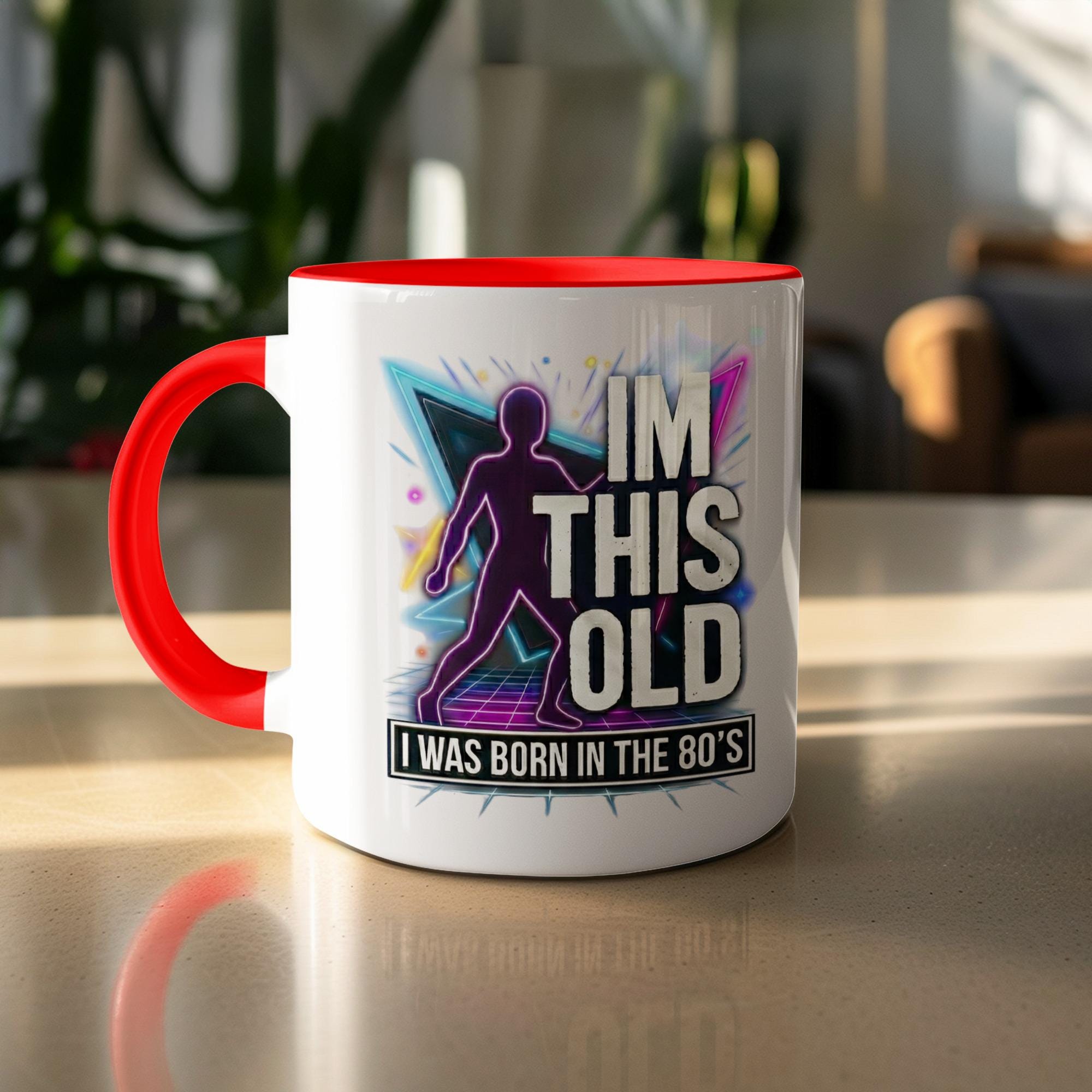 Funny Retro 80s Themed Coffee Mug, I'm This Old Born in the 80's, Nostalgic Gift for 80s Babies, Unique 1980s Birthday Present