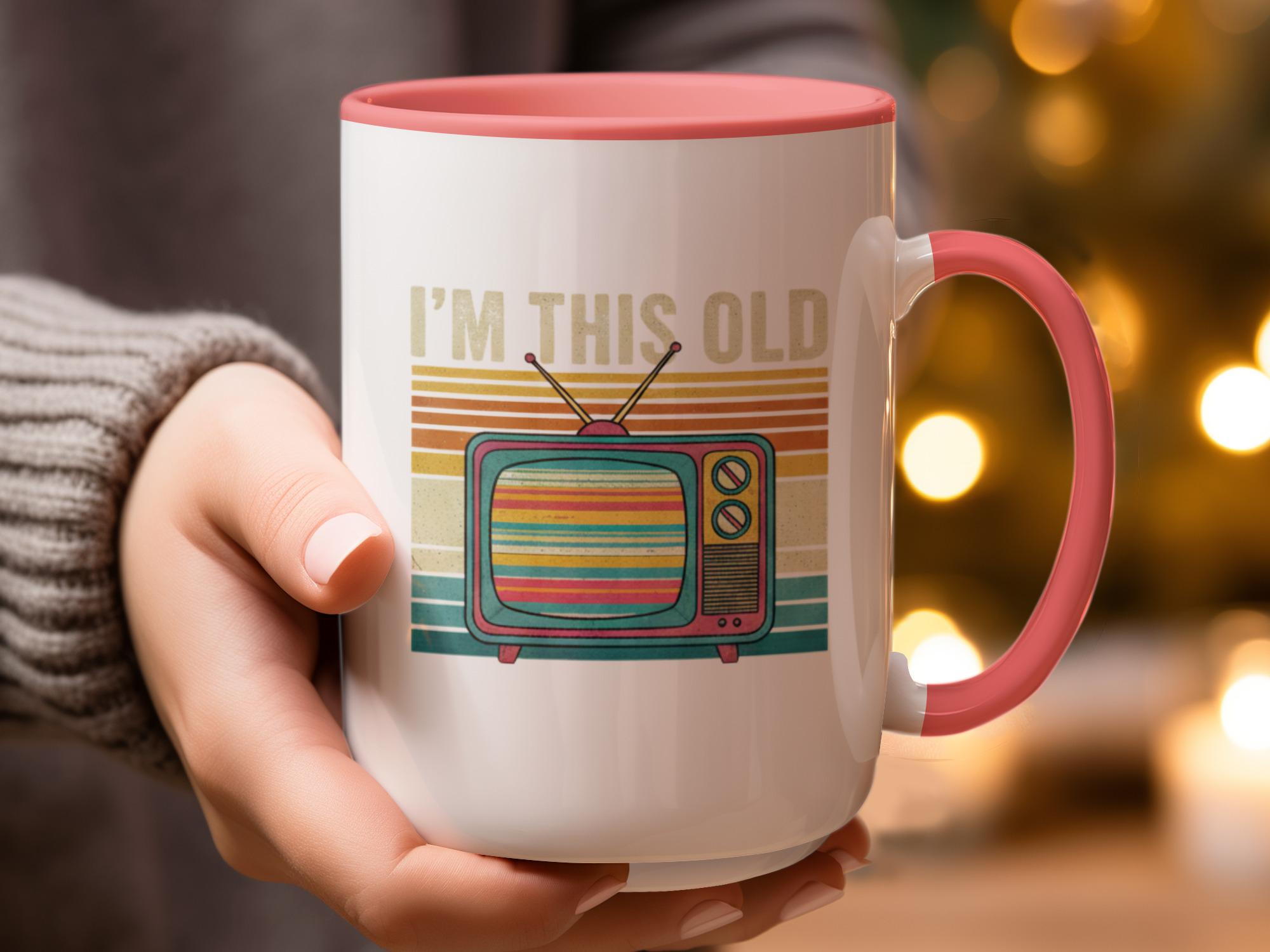 Retro TV Theme Coffee Mug, Funny I'm This Old Design, Nostalgic Gift for Friends and Family, Vintage Style, Unique Present