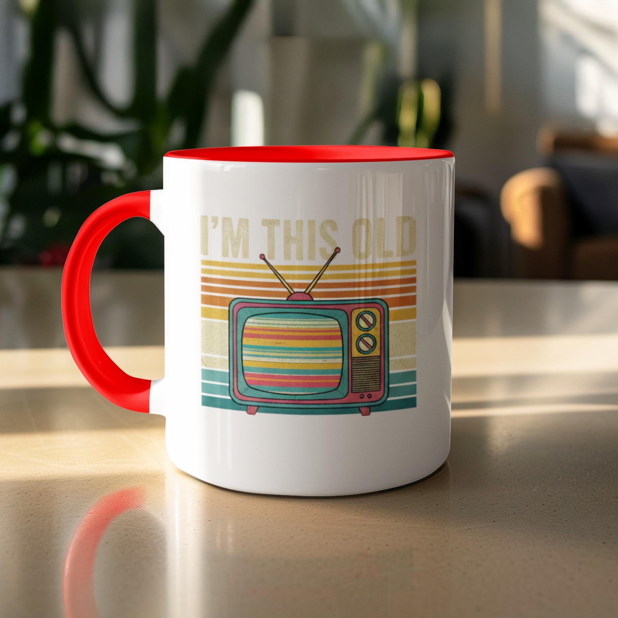 Vintage Retro TV Mug, I'm This Old Mug, Nostalgic Coffee Cup, Funny Gift for TV Lovers, Unique Retro Style Mug Gift, Cool Retro Mug