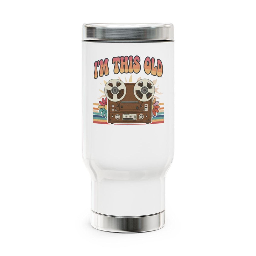 Vintage I'm This Old Retro Design Insulated Tumbler, Nostalgic Tape Recorder Travel Mug, Funny Gift for Music Lovers