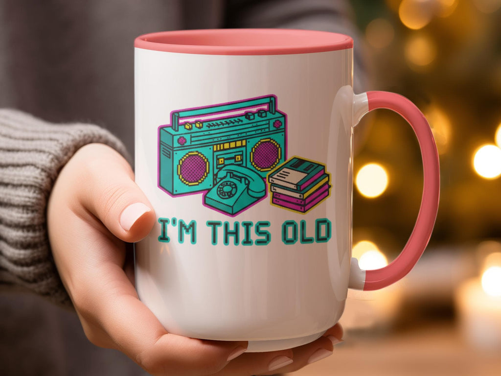 Vintage Boombox Coffee Mug, I'm This Old Meme Mug, Retro Music Lover Gift, Fun Nostalgic Cup, 90s 80s Throwback Mug