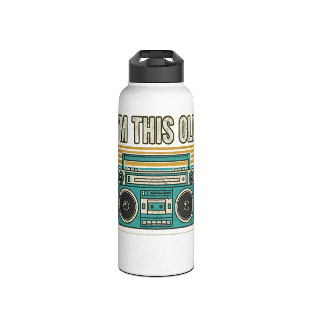 Funny Retro Boombox Water Bottle, Vintage Music Lover Gift, I'm This Old Design, Unique Birthday Present, Classic Music Icon