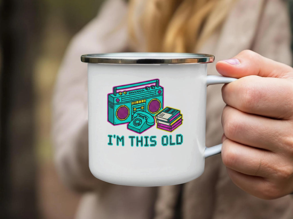 Vintage Boombox Mug, Nostalgic Retro Mug, Fun Gift Idea, Unique Coffee Mug, I'm This Old Design, Cool Retro Themed Mug