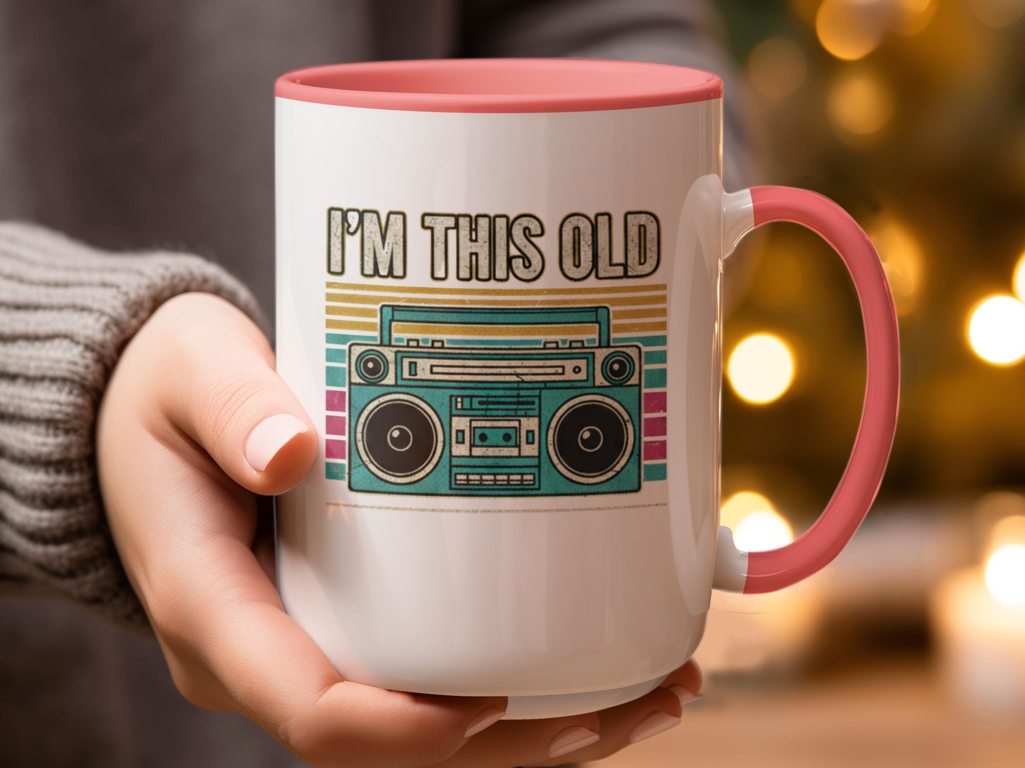 I'm This Old Retro Boombox Mug, Funny Vintage Radio Design, Perfect Gift for Music Lovers, 80s Nostalgia Coffee Cup