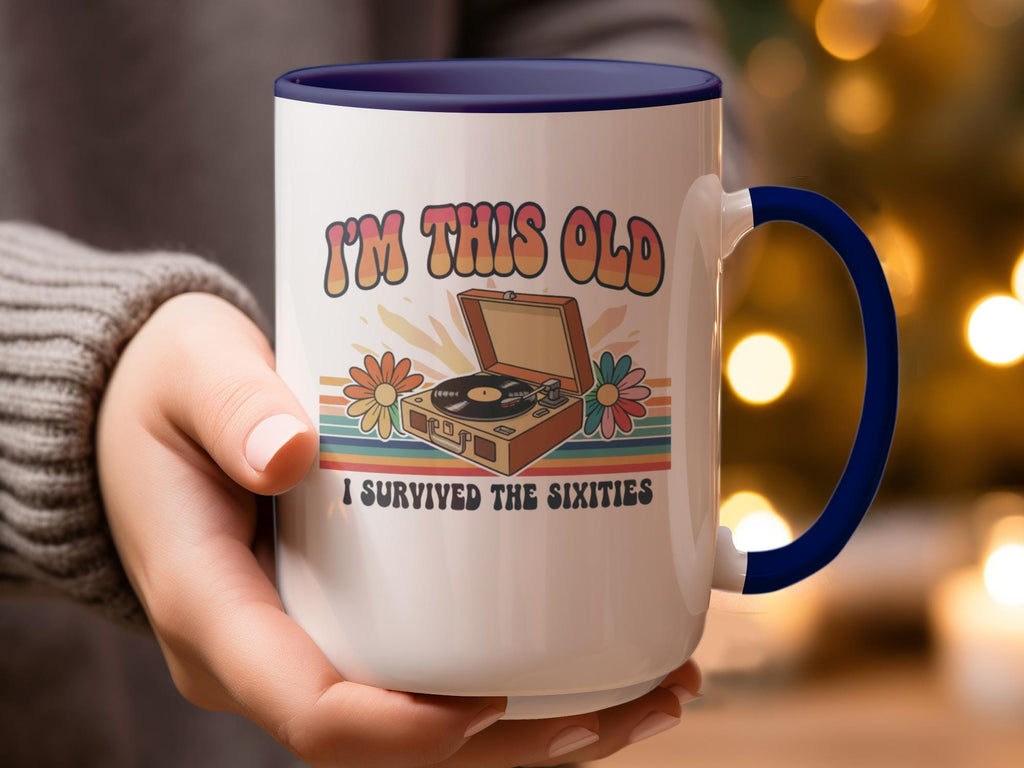 Funny Retro Mug, I'm This Old I Survived The Sixties, Vintage Music Lover Gift, Nostalgic 1960s Coffee Cup, Unique Novelty Present