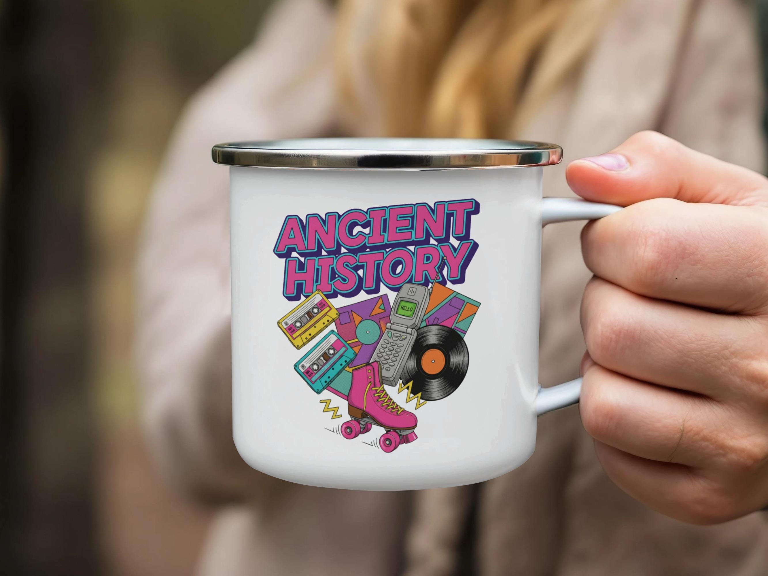 Ancient History Retro Mug, Vintage Nostalgia Gift, Cool Collectible Cup, Fun Graphic Print, Unique Coffee Drinkware
