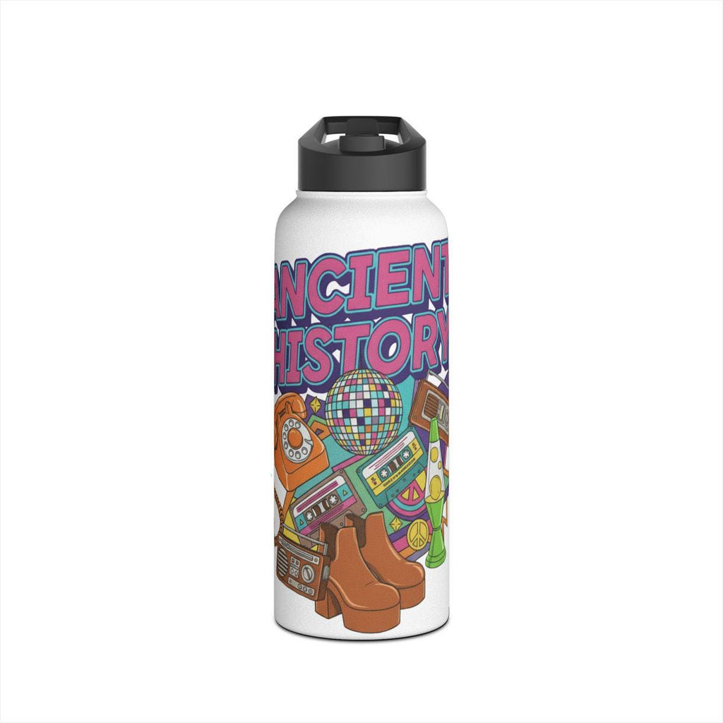Retro Nostalgia Water Bottle, Vintage Style Hydration, Funky Art Bottle, Unique Drinkware Gift, Colorful Graphic Flask, Cool Design