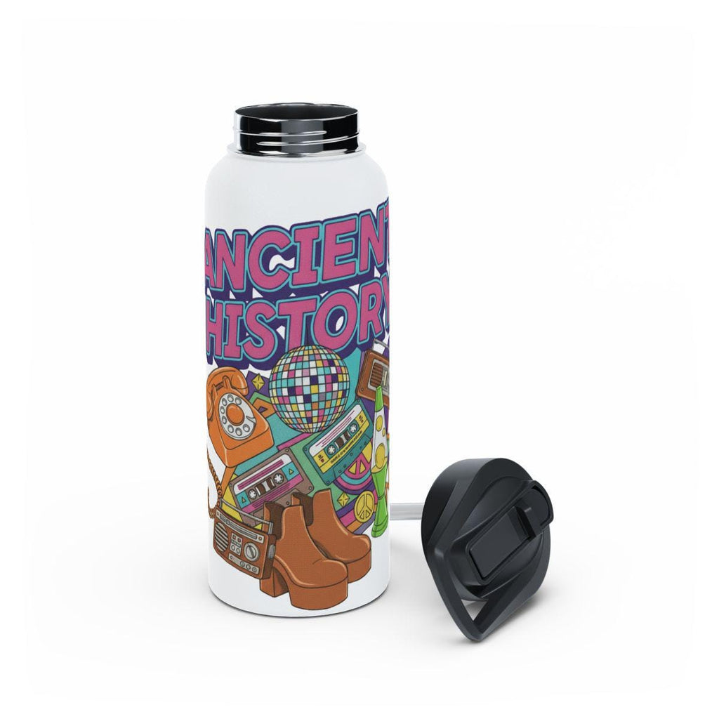 Ancient History Water Bottle, Vintage Retro Design, Fun Colorful Graphics, Perfect for School or Office, Unique Gift Idea
