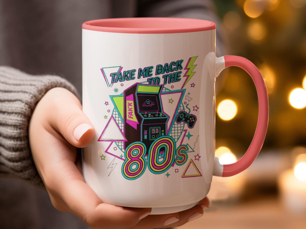 Retro 80s Gaming Mug, Take Me Back to The 80s Coffee Cup, Nostalgic Gamer Gift, Vintage Arcade Themed Drinkware, Fun Retro Present