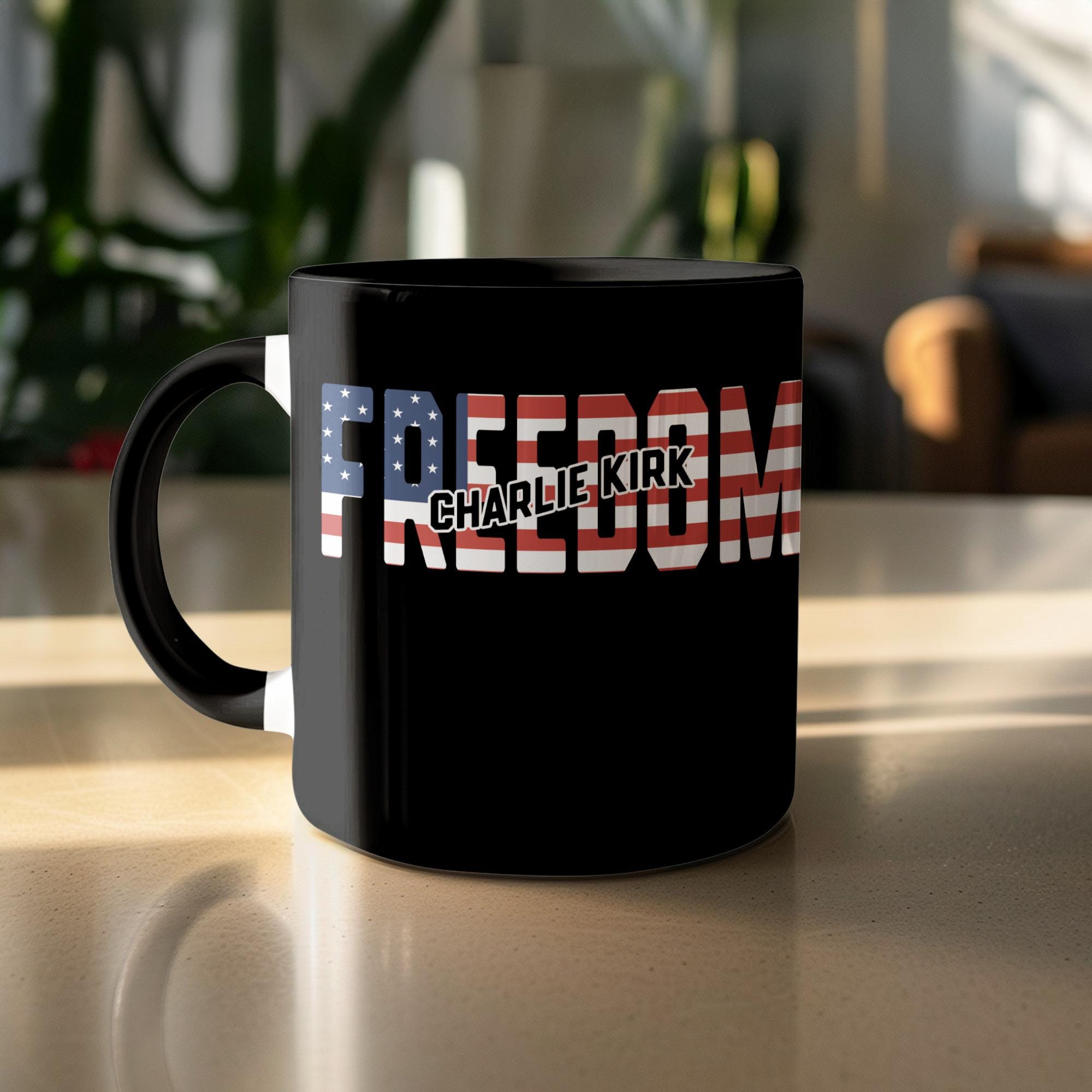 Freedom Mug, Patriotic Coffee Cup, USA Flag Gift, Bold Statement Ceramic Mug, Perfect for Home or Office, Unique Gift Idea