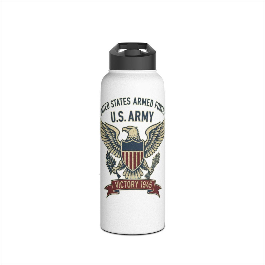 U.S. Army Eagle Insignia Water Bottle, Victory 1945, Military Hydration Gear, Patriotic Gift, Veteran Keepsake, Armed Forces Bottle