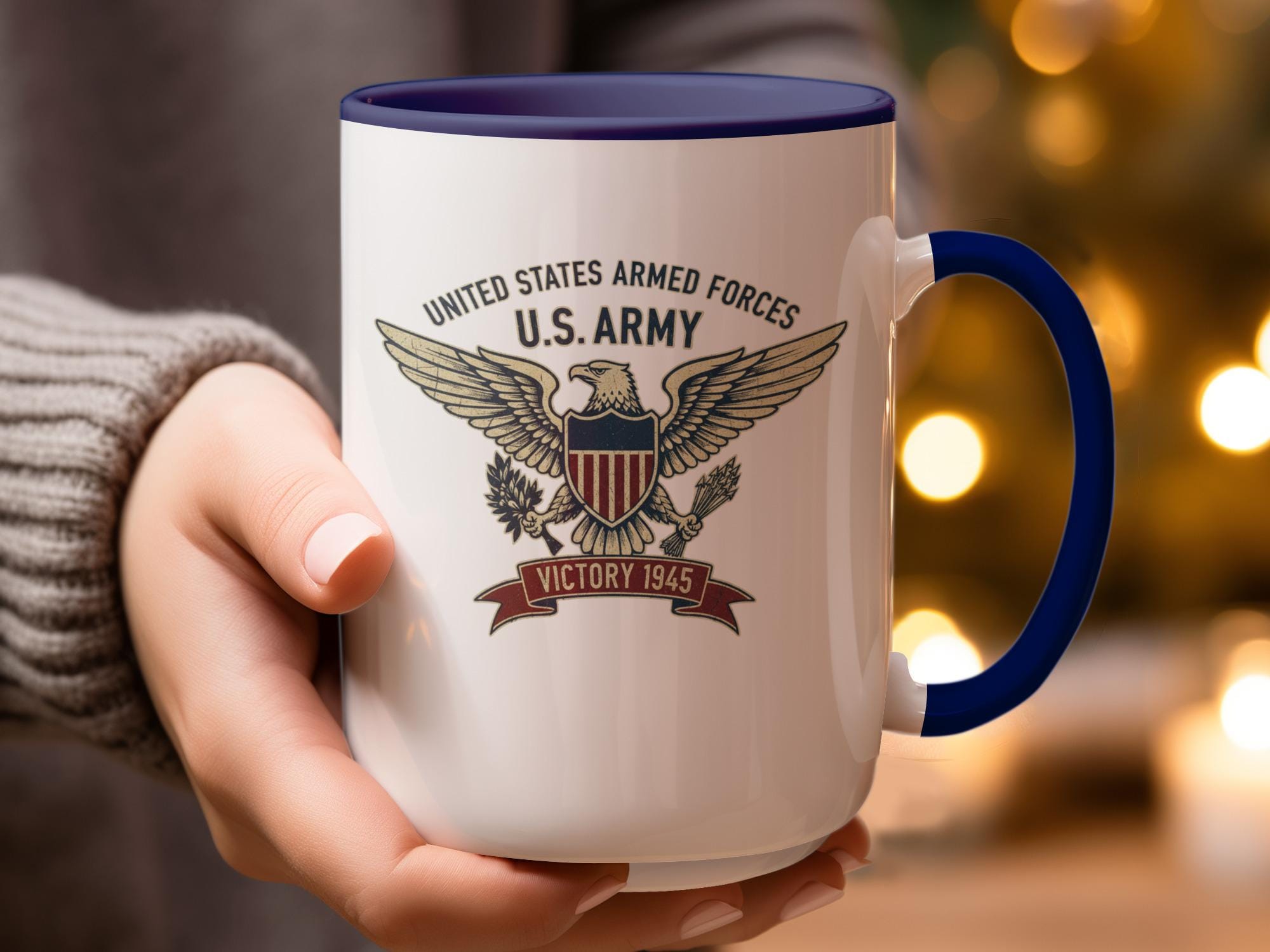United States Armed Forces US Army Victory 1945 Mug, Patriotic Military Coffee Cup, Veterans Gift, Army Service Remembrance Mug