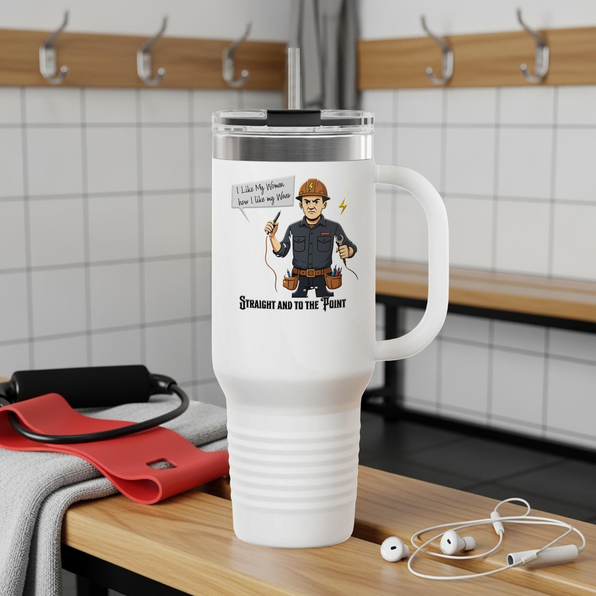 Straight and to the Point Tumbler, Funny Coffee Travel Mug, Perfect Gift for Work, Office Humor Insulated Cup