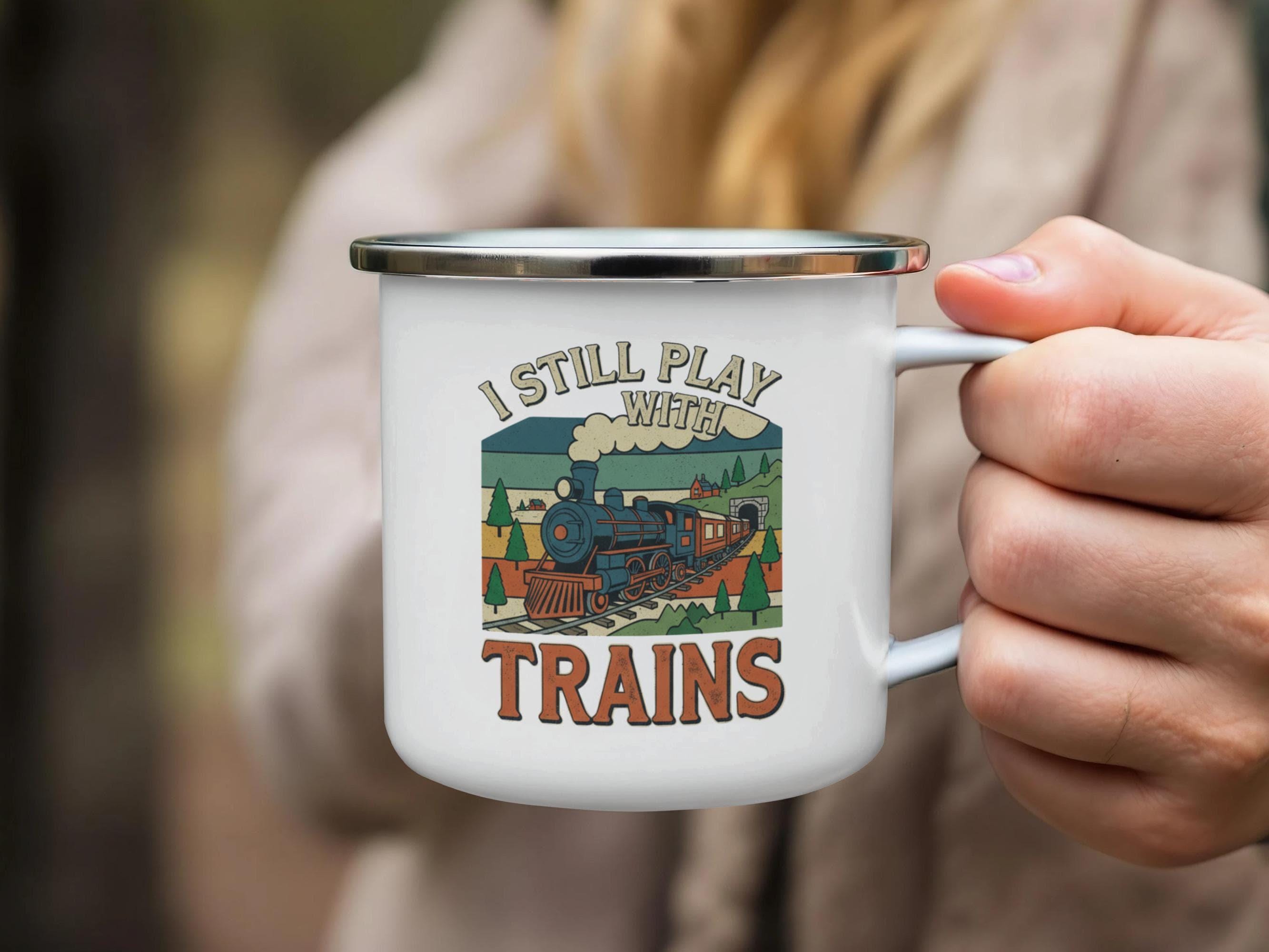 I Still Play With Trains Coffee Mug, Fun Train Lover Gift, Vintage Train Mug, Enthusiast Railfan Gift, Collectible Mug