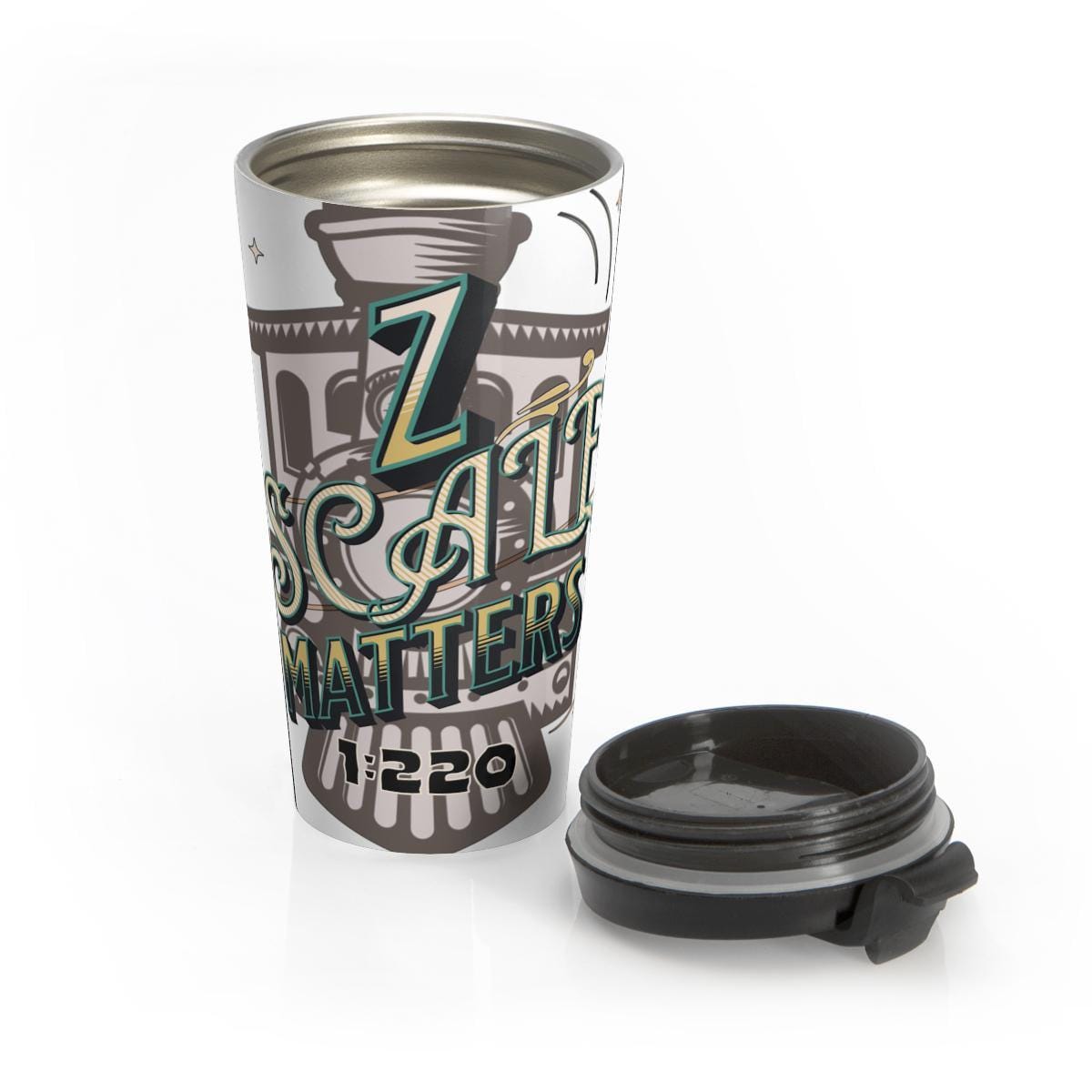 Travel Coffee Mug, Z Scale Matters Design, Train Enthusiast Gift, Railroading Collectible, Insulated Tumbler, Unique Mug