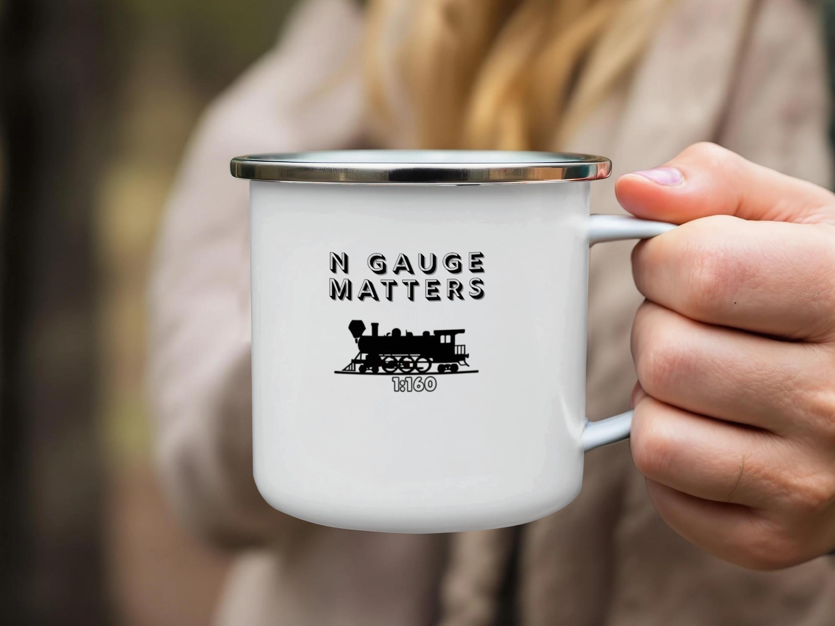 N Gauge Matters Enamel Mug, Train Enthusiast Gift, Model Railway Lover, Unique Coffee Mug, N Scale Hobby, Collectible Mug