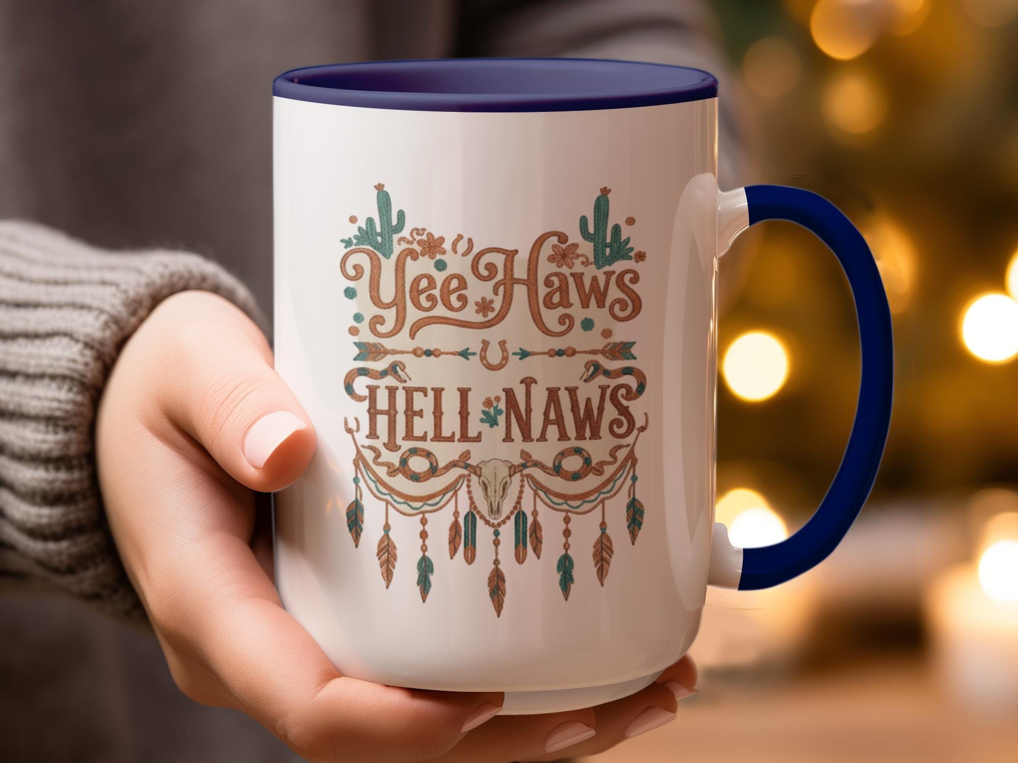 Funny Western Coffee Mug, Yee Haws and Hell Naws Cup, Rustic Cowboy Theme Mug, Cowgirl Gift, Western Decor, Unique Coffee Cup