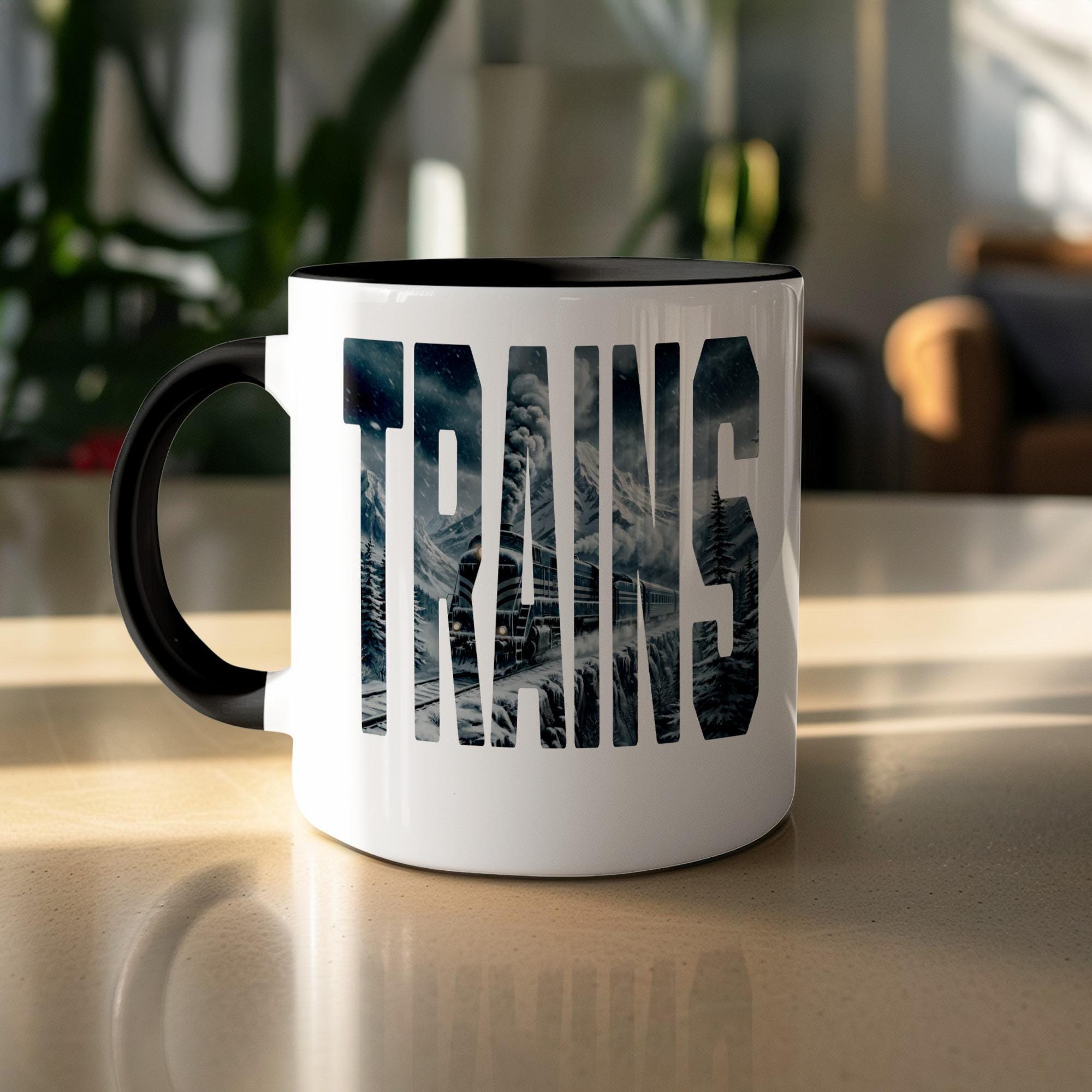 Trains Coffee Mug, Gift for Train Enthusiasts, Unique Train Lover Mug, Train Themed Kitchen Decor, Perfect for Morning Coffee