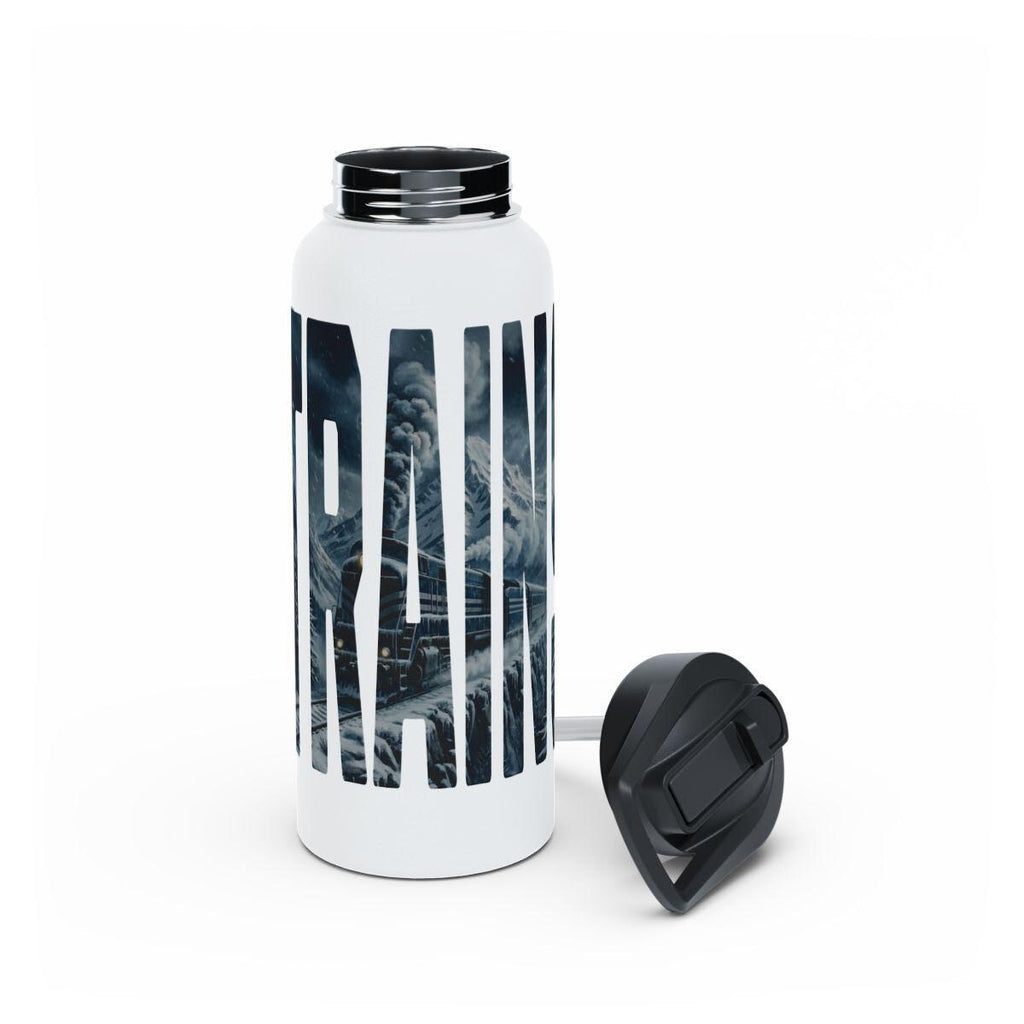 Train-themed insulated water bottle, travel water bottle, reusable water bottle, large capacity water bottle, unique gift idea