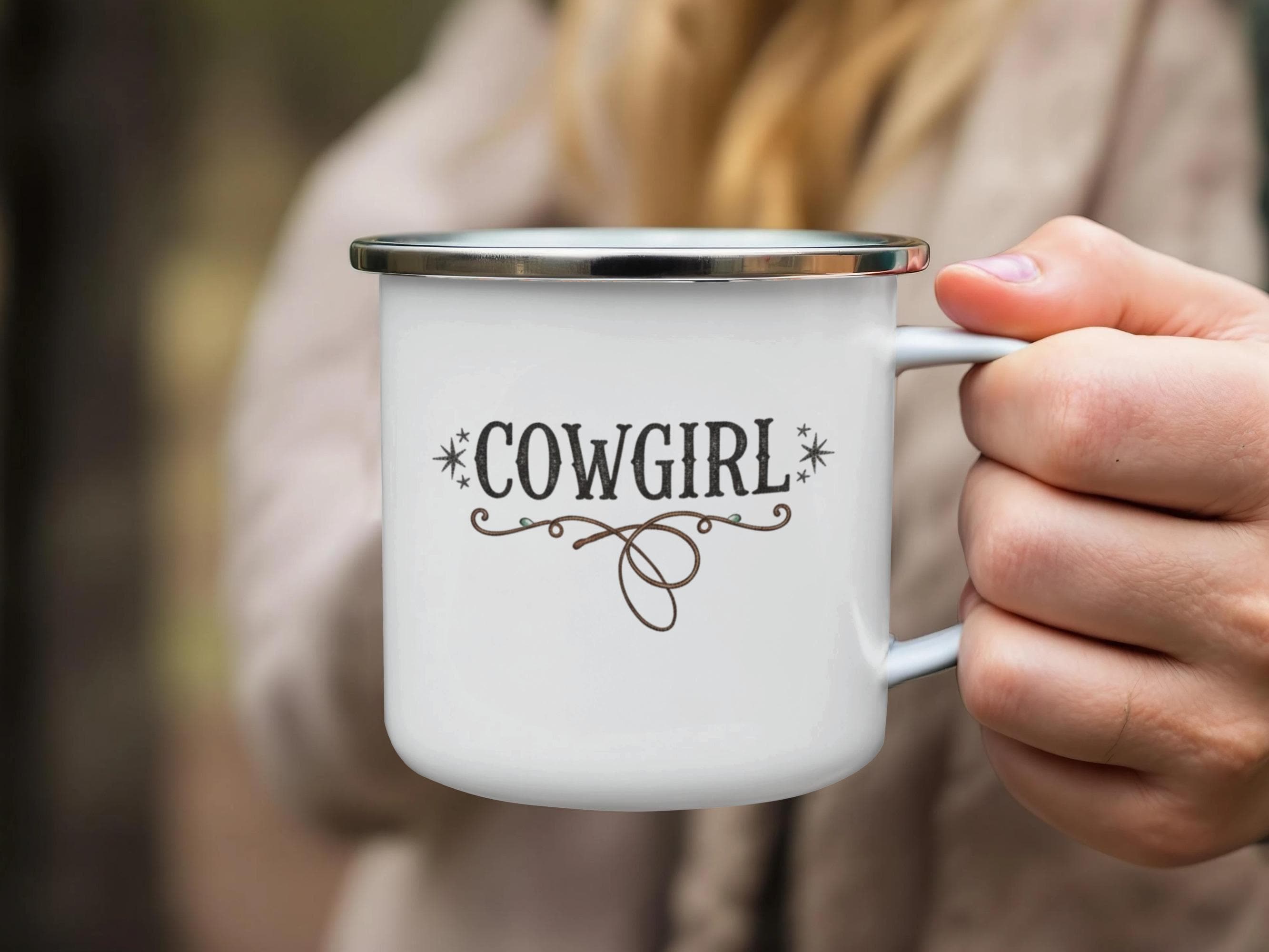 Cowgirl Mug, Western Themed Campfire Mug, Rustic Outdoor Coffee Cup, Country Girl Gift, Farmhouse Decor, Unique Cowgirl Gift, Durable