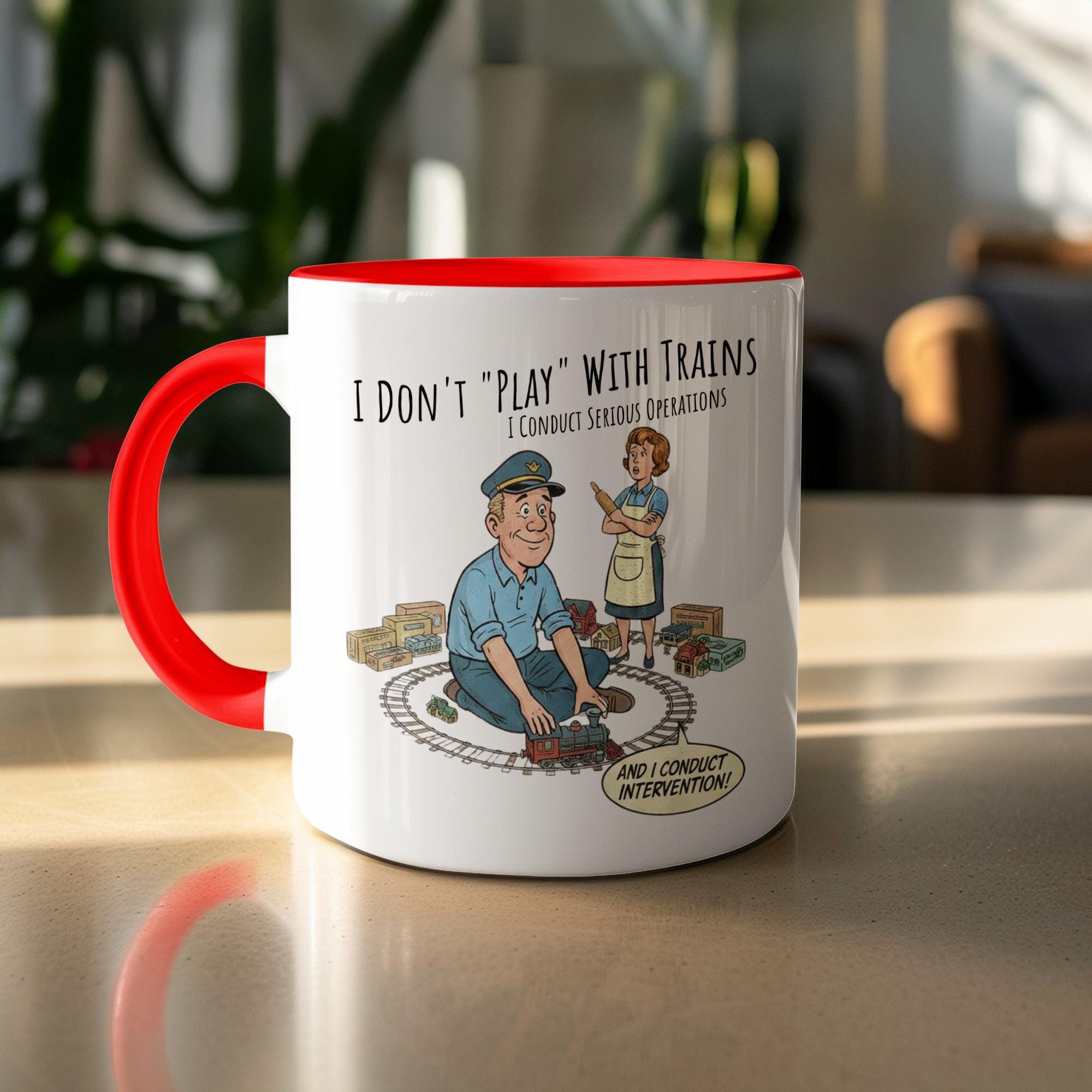 I Don't Play With Trains Mug, Train Enthusiast Gift, Funny Train Lover Coffee Cup, Conductor Mug, Train Operator Gift, Railway Mug