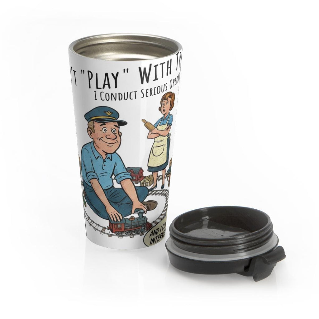 Vintage Train Conductor Travel Mug, Funny Retro Design, Stainless Steel Insulated Cup, Perfect Gift for Train Enthusiasts