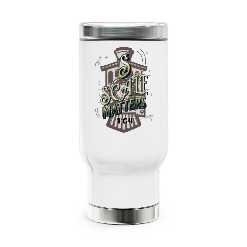 Tumbler with S Scale Matters Logo, Cute Train Conductor Thermos, Stainless Steel Travel Mug for Train Enthusiasts