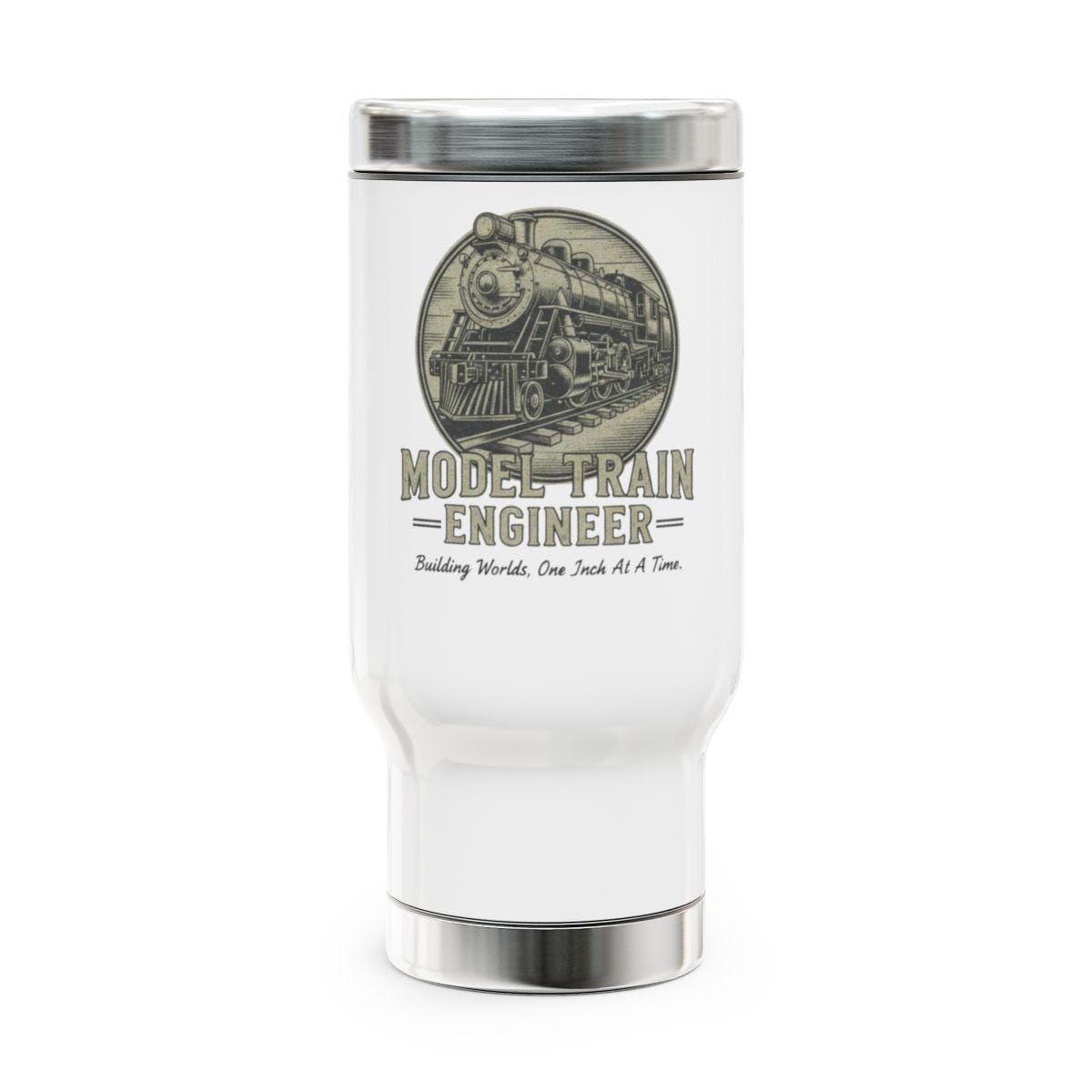 Model Train Engineer Travel Mug, Vintage Train Enthusiasts Gift, Custom Train Lover Tumbler, Railroad Worker Coffee Cup