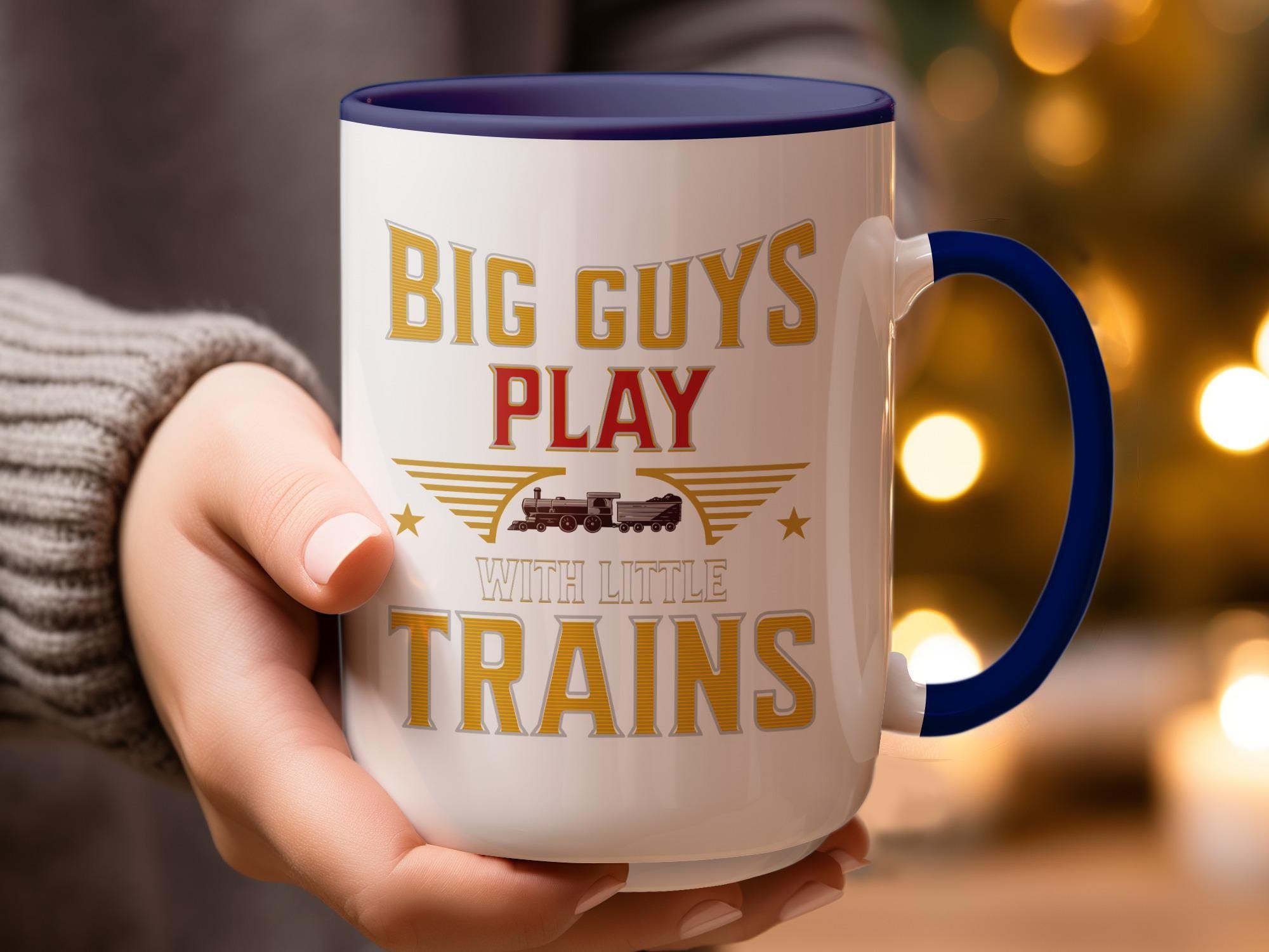 Fun Train Lover Mug, Big Guys Play with Little Trains, Unique Train Enthusiast Gift, Railfan Coffee Cup, Train Hobbyist Present