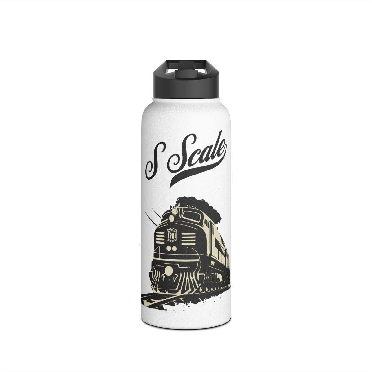 Train Water Bottle, Travel Flask, Train Enthusiast Gift, Unique Train Collectible, Railway Themed Bottle, Vintage Train Design