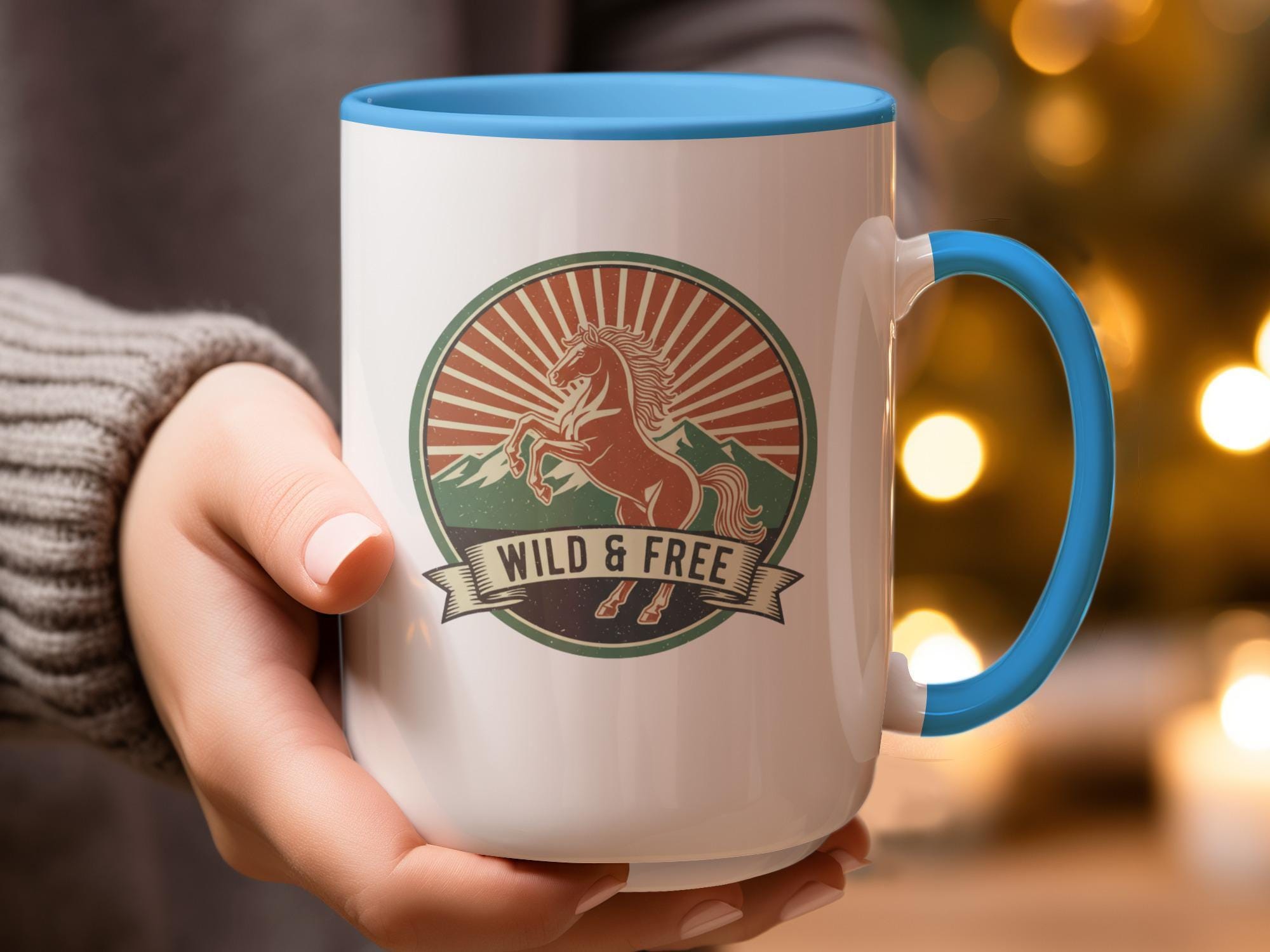 Wild and Free Horse Mug, Inspirational Coffee Cup, Motivational Horse Lover Gift, Boho Style Mug, Rustic Equestrian Decor