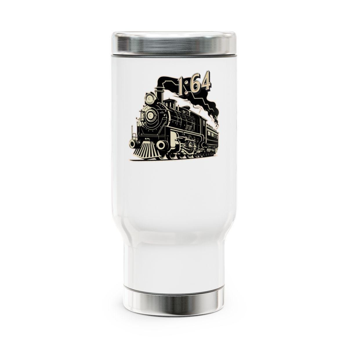 Vintage Steam Train Tumbler, Engraved Locomotive Travel Mug, Classic Train Lover Gift, Insulated Train Travel Cup, Train Enthusiast Gift