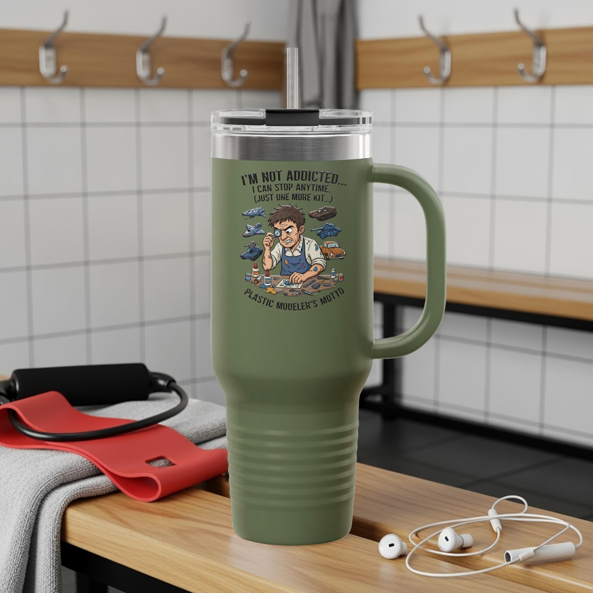 Travel Coffee Mug for Model Kits Lovers, Large Insulated Mug with Lid, Gift for Hobbyists, Cool Drinking Cup, Unique Design