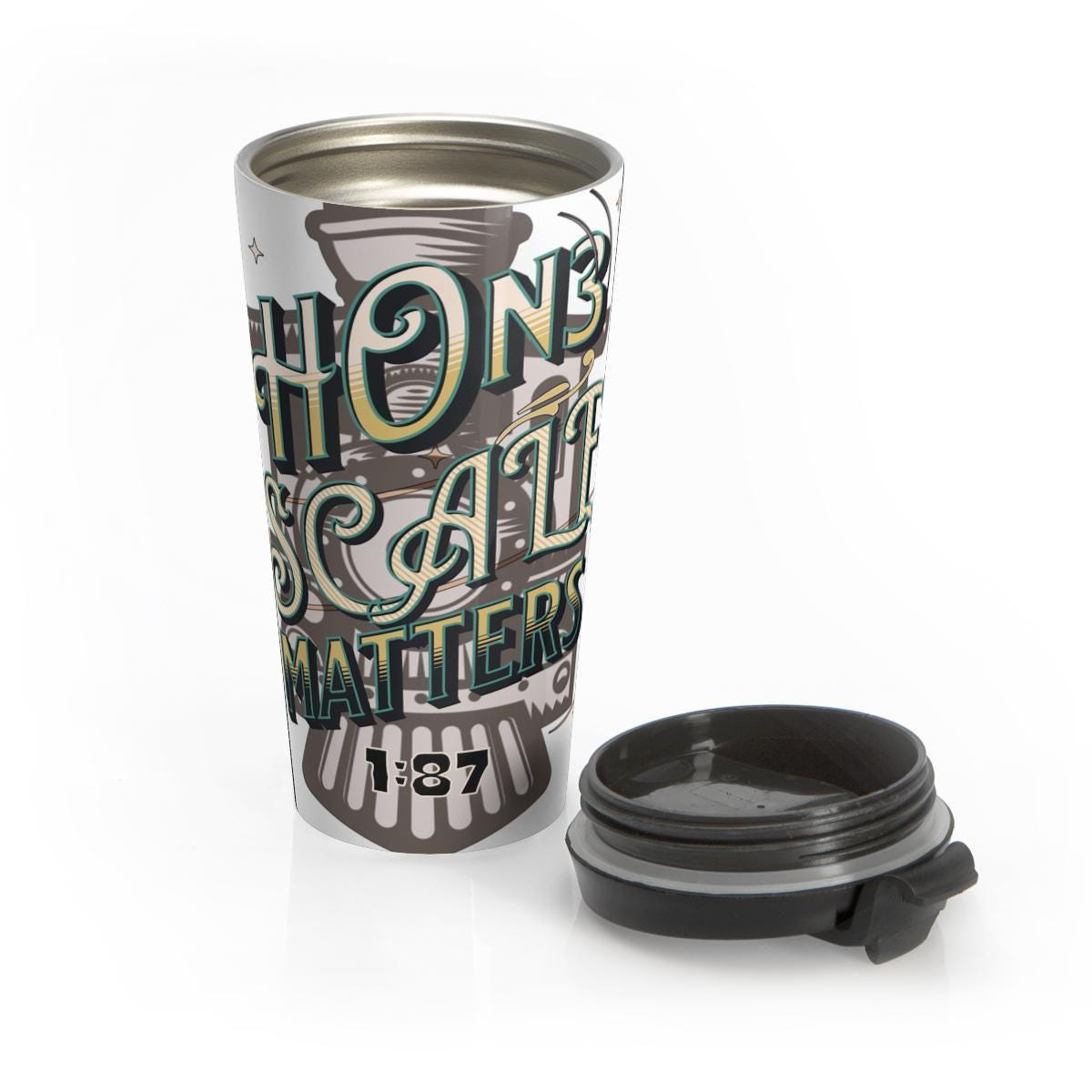 Honk Scale Matters 1:87 Travel Mug, Unique Design Coffee Tumbler, Fun Gift Idea, Insulated Drinkware for Hot and Cold Beverages