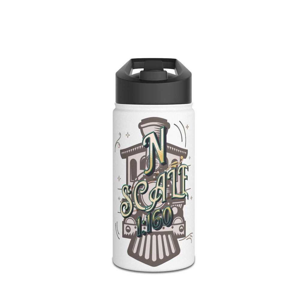 N Scale 1960 Train Model Water Bottle, Railway Enthusiast Gift, Vintage Locomotive Art, Collectible Train Memorabilia