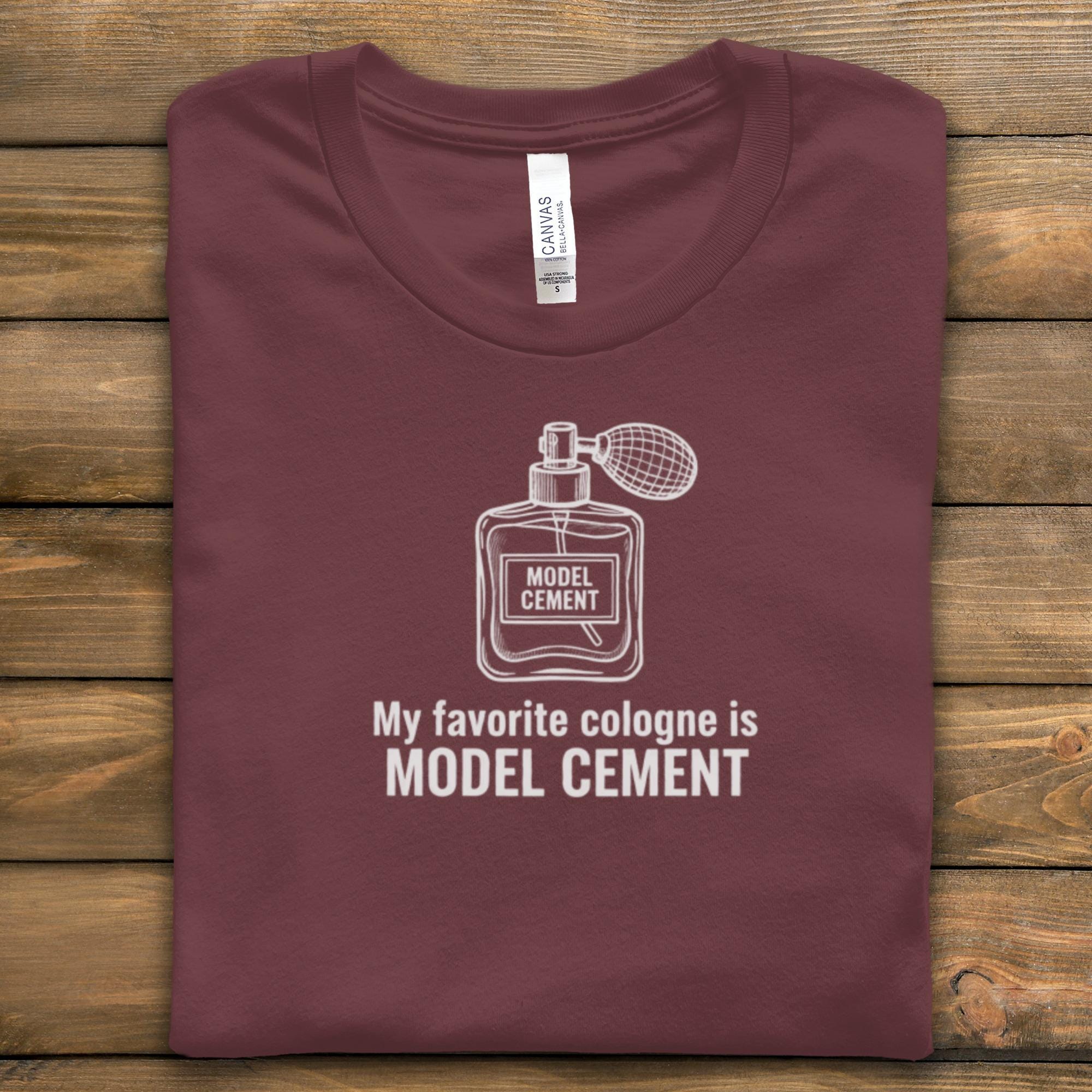 Funny Graphic Tee, Model Cement Cologne T-Shirt, Novelty Gift for Men, Humorous Casual Wear, Quirky Slogan Shirt