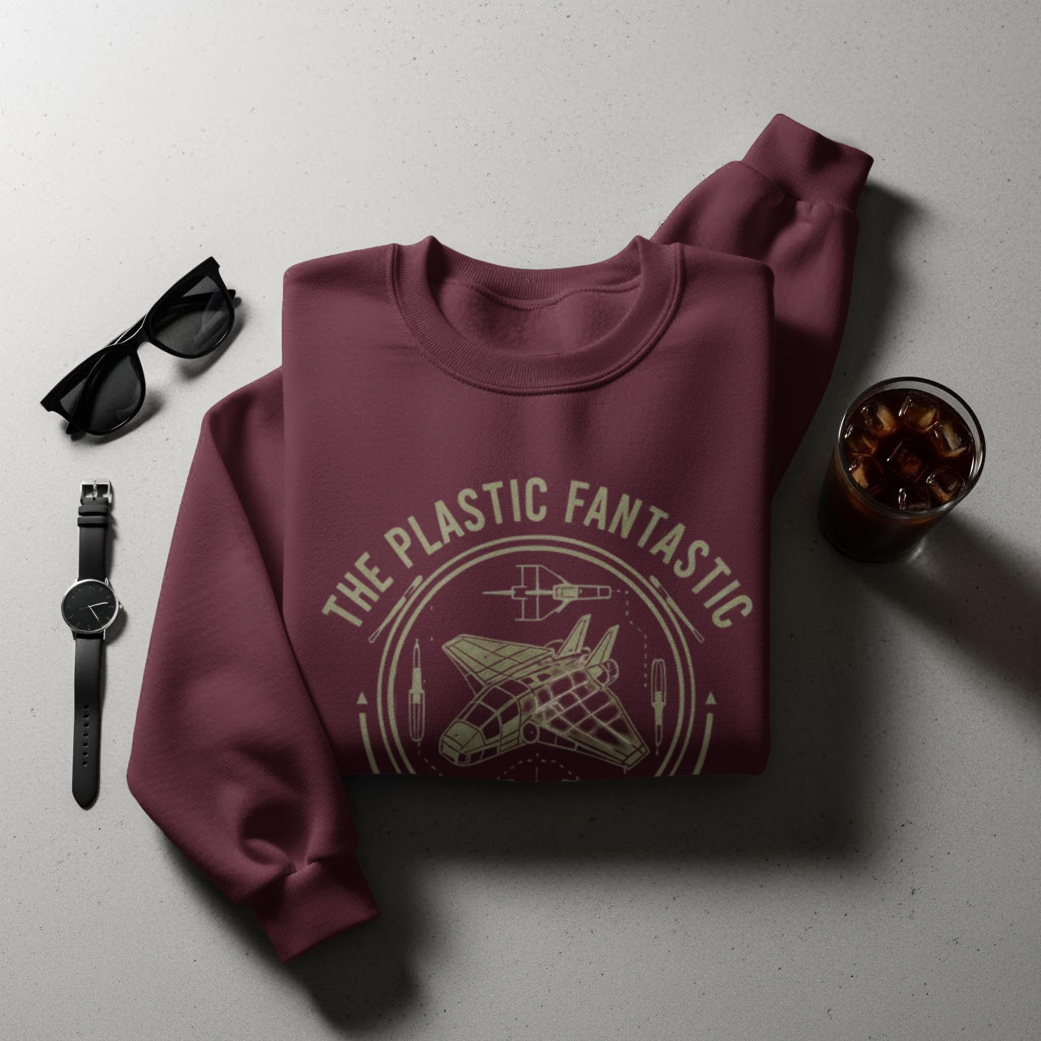 The Plastic Fantastic graphic sweatshirt, Retro aviation design crewneck, Unique travel enthusiast gift, Cozy casual wear