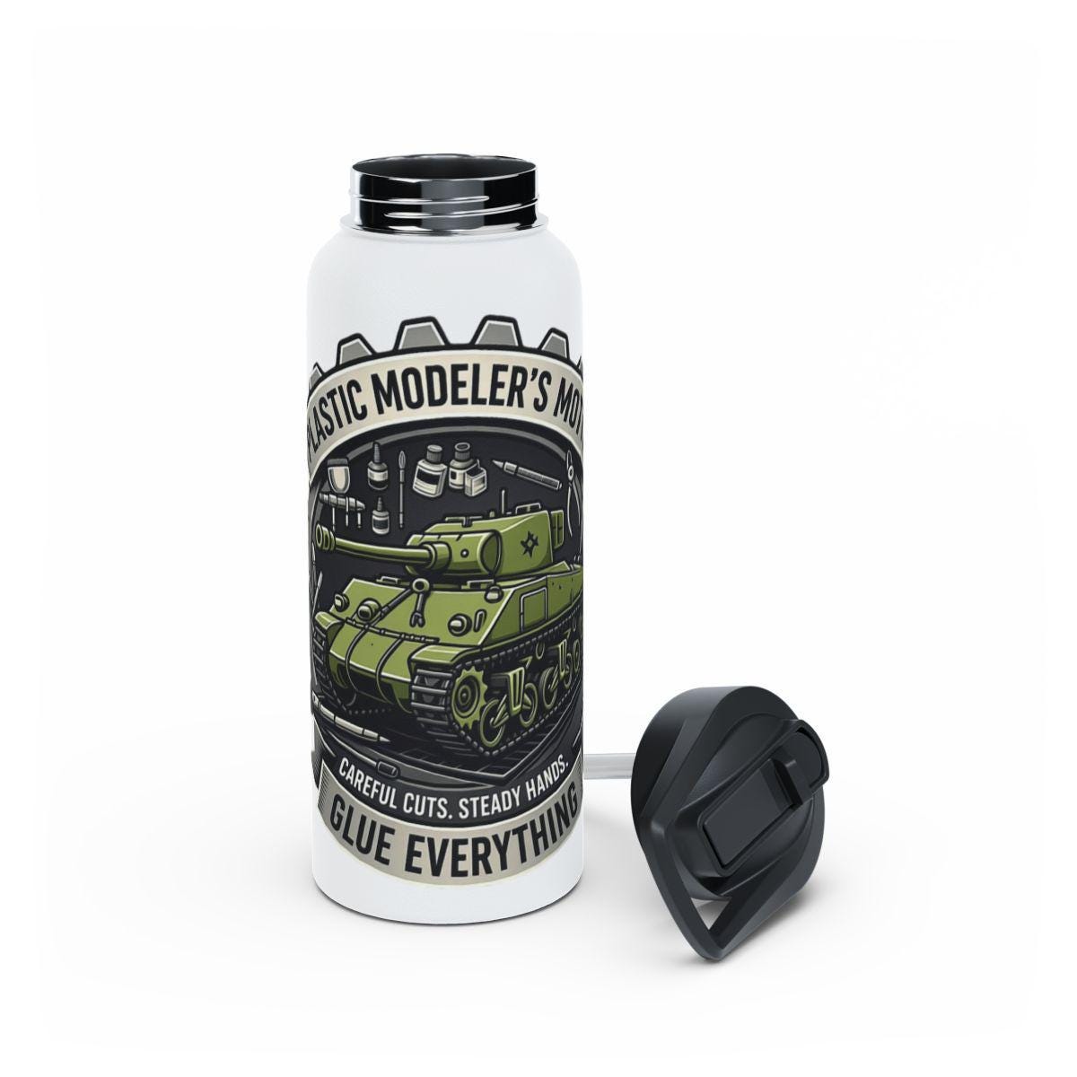 Modeler's Water Bottle, Art Lover Gift, Military Tank Design, Unique Flask, Cool Drink Container, Customizable Hydro Flask
