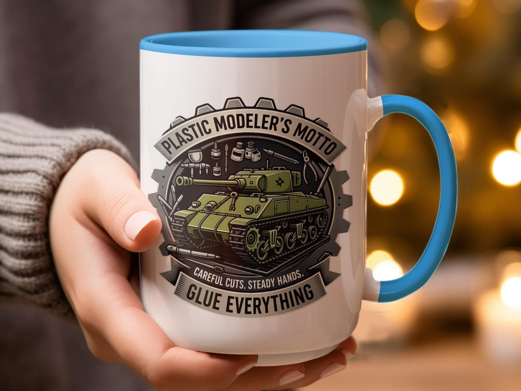 Plastic Modeler's Motto Mug, Glue Everything Coffee Cup, Hobby Enthusiast Drinkware, Unique Gift for Model Builders