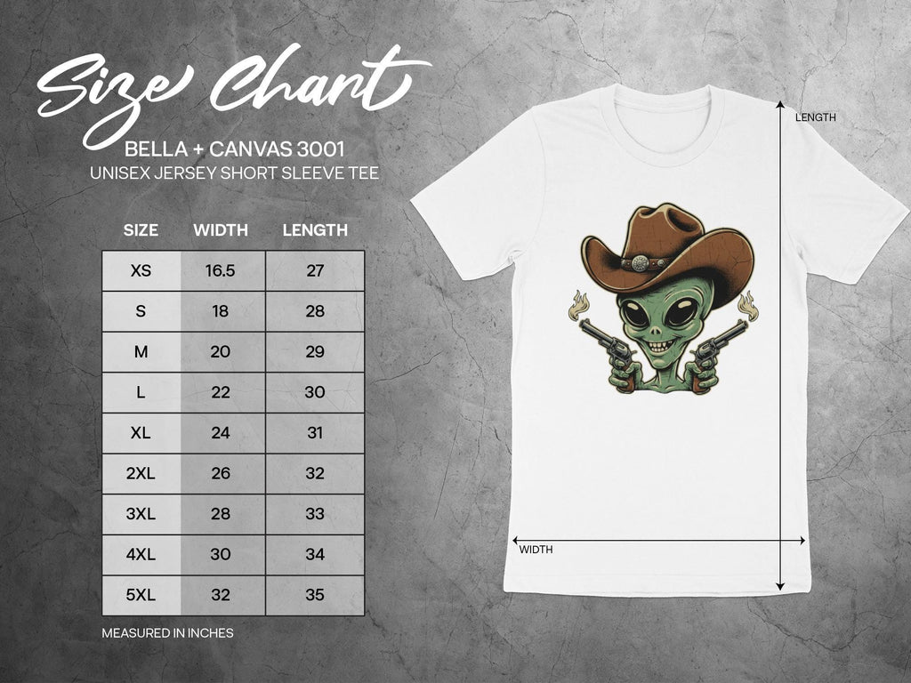 Alien Cowboy T-Shirt, Skeleton Design Graphic Tee, Western Style Art Shirt, Unisex Jersey Short Sleeve, Halloween Themed Top